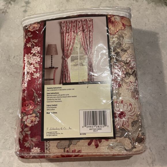 Lichtenberg Brittany Floral One Complete Window Set 56x84" Vtg Gold Red Cottage - Picture 1 of 4